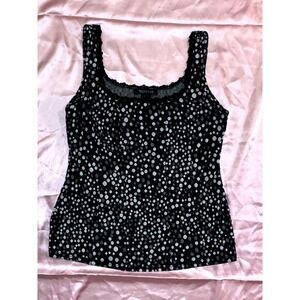 White House Black Market Black and White Polka Dot Tank Top